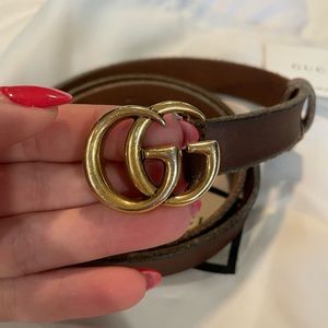 GUC Gucci thin leather marmont belt